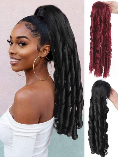 20-Inch Roman Curl Deep Wave Ponytail Hair Extensions - Heat-Resistant Synthetic Fiber, Natural Wave Hair Accessory, Suitable For Women's Daily Wear, Halloween And Various Parties, Everyday Hair Accessory, Fluffy Curls, Heat-Resistant Fiber, Hair Accessory.