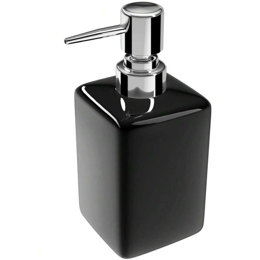 Ceramic Soap Dispenser With Rust Proof Pump,320ML Refill Hand Liquid Soap Pump Dispenser For Bathroom Kitchen,1PCS - Black - 1 PCS - View 1