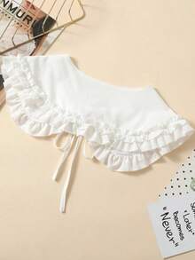 1pc Women's White Decorative Wave Shawl Collar False Collar, Daily Wear,School Accessories Women - 白色 - 查看 2