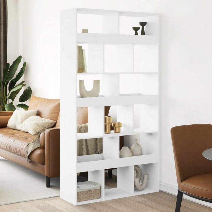 vidaXL Cloison de separation blanc 100x33x187.5 cm wood engineering - Bianco - Visualizzare 1