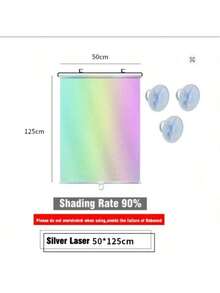 Cortinas de Sombra con Ventosa y Rodillo Universal Cortinas opacas de color plateado sin necesidad de clavos, adecuadas para ventanas en el coche, dormitorio, cocina y oficina. - Plateado - Ver 3