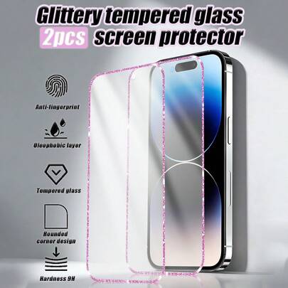 Bộ 2 miếng dán màn hình cường lực màu hồng bóng, chống trầy xước, chống sốc, chống nước, siêu trong suốt, tương thích với Apple 11/12/13/14/15 Pro Max/16 Plus/16 Pro/16 Pro Max/16e/17/17 Air/17 Pro/17 Pro Max Series. Sản phẩm bảo vệ màn hình thiết yếu, thích hợp sử dụng hàng ngày, văn phòng, nhà. Phụ kiện điện thoại chống sốc, chống rơi, chống trầy xước.