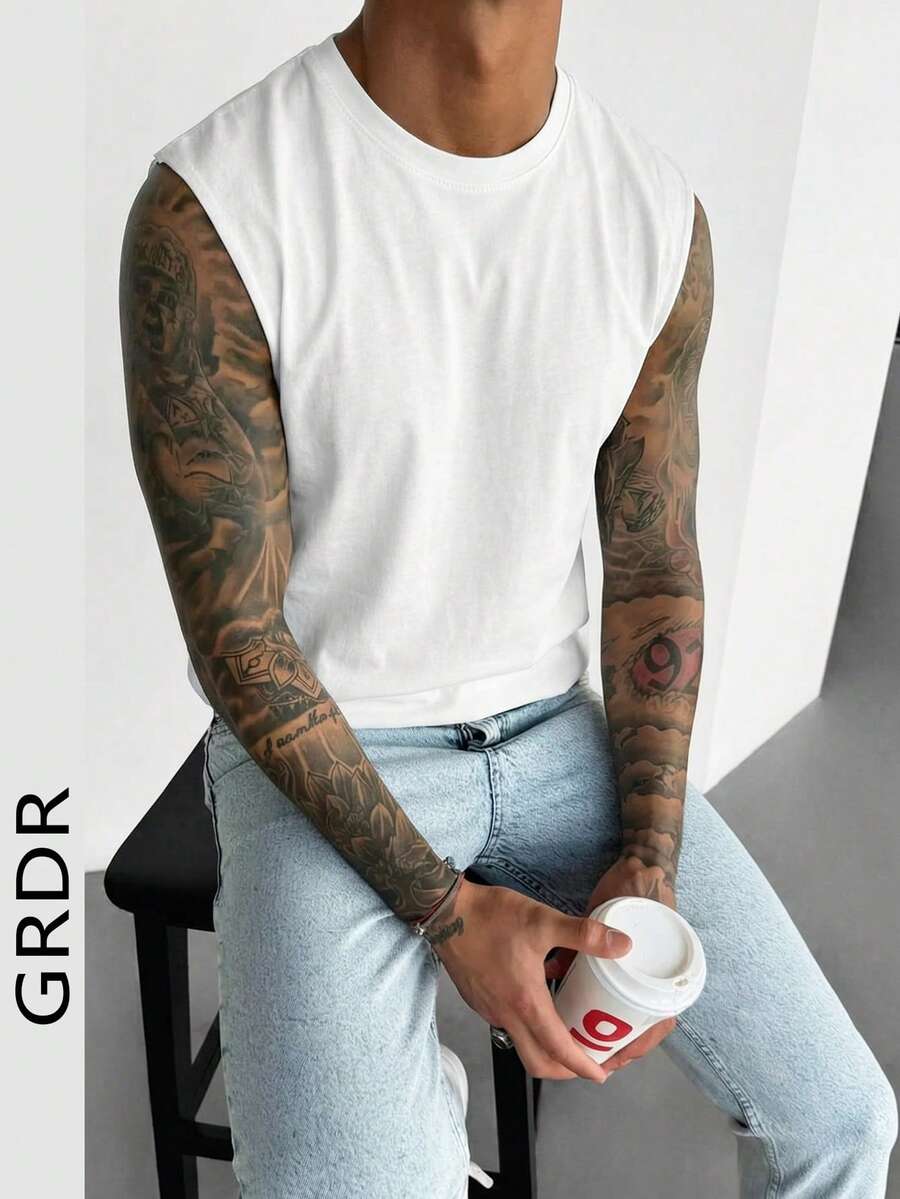 GRDR 男士休闲无袖背心，夏季简约时尚百搭背心