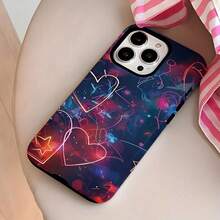 Funda para teléfono: Funda de película dos en uno con patrón de corazón temático del Día de San Valentín, diseño robusto de doble capa que proporciona excelente protección, duradera y a prueba de golpes, adecuada para iPhone 17/16e/16/15/14/13/12/11/8/7/X/XS/XR/Plus/Pro Max/SE2/SE3, regalo ideal de cumpleaños y Navidad - Colores mixtos - Ver 7