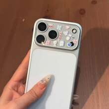 Bow Lens Film+DIY Sticker, Including Bow, Heart, Fine Flash Camera Lens Film, Compatible With Apple 17 Pro Max/17 Pro, Soft Protective Film. Hard Glass Film - Blue Bow Lens Protector + DIY Stickers - View 8