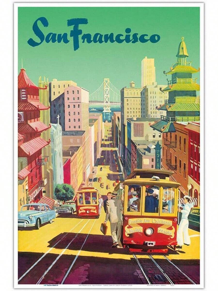 San Francisco - Teleféricos - Póster de viaje en avión vintage de David Klein c. s - Master Art PrintUnframed) in x incuadros decorativos para sala,poster,con marco,posters,cuadros para la pared ,marcos para cuadros,cuadro,virgen de guadalupe,salascuadros decorativos para sala,poster,con marco,posters,cuadros para la pared ,marcos para cuadros,cuadro,virgen de guadalupe,salas - transparente - Ver 1