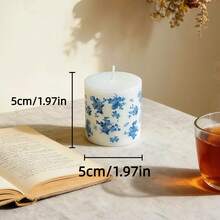 1/3支白色圆柱形蜡烛，蓝色印花，直径1.96英寸，长度最长3.93英寸，装饰蜡烛套装，蜡烛装饰，送给女朋友、女性的礼物，情人节礼物，家居装饰 - 彩色 - 查看 12