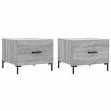 vidaXL Tables basses 2 pcs sonoma gris 50x50x40 cm bois d'ingénierie - Gris - Voir 3