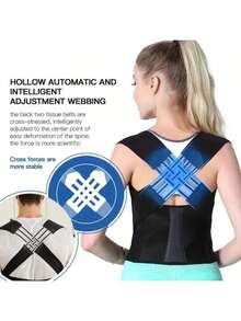 corrector de postura invisible,soporte para espalda y hombros,Se puede usar debajo de la ropa,Ajustable, portátil, transpirable, elegante y sencillo, universal para hombres y mujeres, color negro, apto para personas de 75-115 KG - Negro - Ver 5