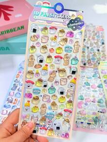 悠悠家族3D水晶浮雕贴纸，儿童卡通手工奖励贴纸，手机相册贴纸，儿童装饰贴纸，礼品贴纸，可爱多功能手机、桌面装饰贴纸（颜色随机发货） - 彩色 - 查看 4
