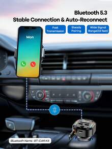 REMAX Bluetooth Car Charger With RGB Lighting Effect And 27.5-Inch Extendable Cable; Supports PD 30W Fast Charging; Bluetooth 5.3, Hands-Free Calling/Music Playback; Auto Reconnect; Type-C Interface, Compatible With Apple/Android Devices; Car Accessories; Automotive Supplies; Travel Essential - C69 - View 6