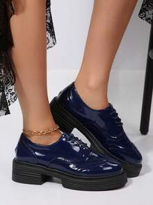 Giày lười nữ thường ngày, màu xanh navy, kiểu dáng Anh thời trang, phù hợp cho các buổi dạ hội, đám cưới và lễ hội, có 8 cỡ để lựa chọn. - Màu xanh hải quân - Xem 7