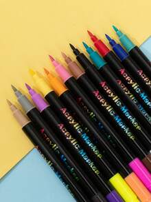 24/48/72/96/120 Colors Dual Tip Acrylic Marker Pens, Painting & Art Design, Opaque, Waterproof, Washable, For Drawing, Sketching, DIY, Office & School Supplies - Sets - View 3