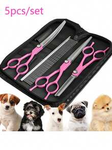7英寸宠物美容剪刀套装，包含弯剪、直剪和稀毛剪，适用于小型和大型宠物，左右手均可使用。 - 彩色 - 查看 1