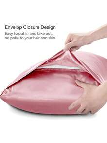 1pc Satin Extended Pillowcase, Silk Pillow Case For Hair And Skin, Luxurious And Silky Smooth, Ultra Soft And Breathable, No Filler, Machine Washable, Oeko-Tex Certified - Pink - View 4