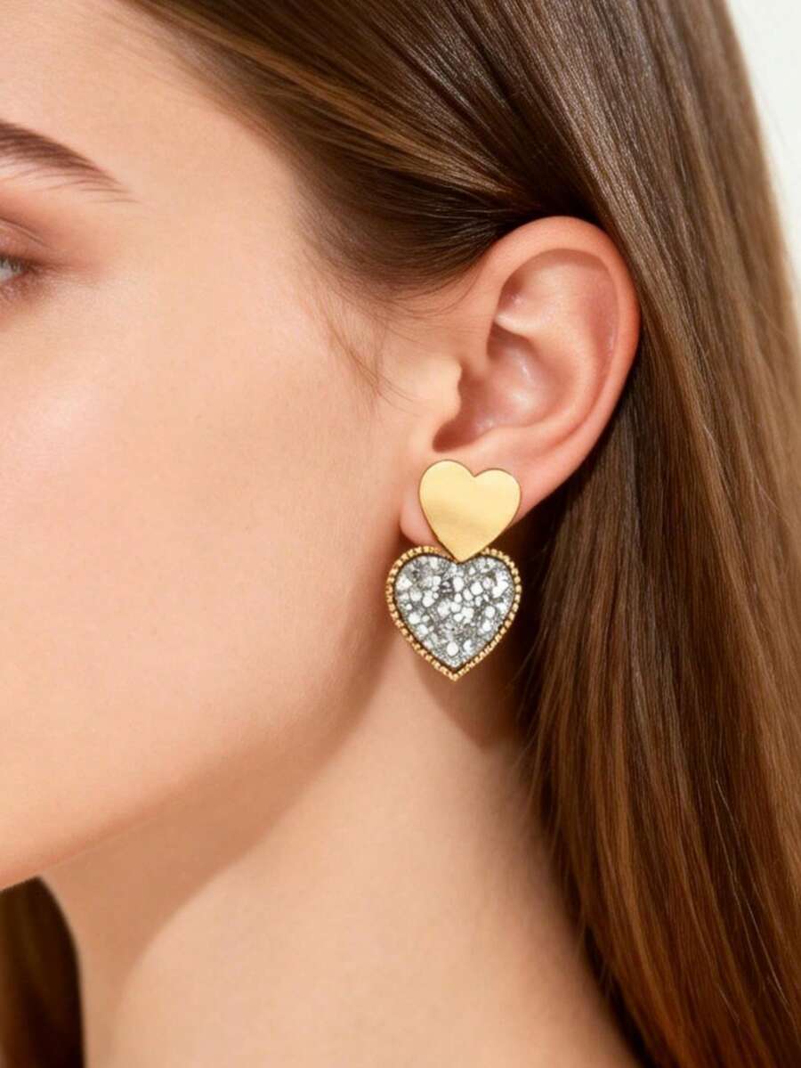 1 Pair Minimalist Small Random Heart Sequin Stud Earrings For Women