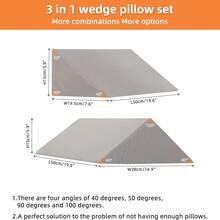Fanwer 3-In-1 Wedge Pillow And Body Positioning Pillow, 40 Degree Wedge Pillow For Adjusting Bed Position, Elderly Positioning Pillow, Side Sleeper Wedge Pillow, Post-Surgery Support, Elevating Knees And Back