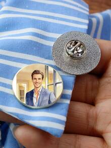 LICVIC Personalized Photo Lapel Pin Brooch, Custom Picture Badge, Anniversary Birthday Gift, Memory Keepsake Accessory For Jacket Shirt Bag - Style a - View 7