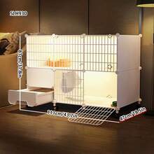 带猫砂盆的猫笼，带厕所的室内猫屋，一室一卫猫别墅 - 彩色 - 查看 2