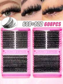 MEM 608/640片睫毛嫁接套装,DIY睫毛嫁接套装,单根睫毛簇套装,D型卷翘睫毛嫁接套装,包含胶水、封层剂和睫毛嫁接工具,适合日常使用、旅行、新手入门、婚礼、约会、派对、节日等场合,也是圣诞节/万圣节/送礼佳品。 - 黑色 - 查看 5