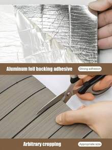 1pc 15.7in X 118in/13 Sq Ft Thick Vinyl Wood Grain Peel And Stick Wallpaper, Waterproof Self-Adhesive Striped Tile Rolls For Kitchen, Living Room, Office And Bedroom (Gray And Brown) Wall Art Decor, Home Decor, Living Room Wallpaper, Wall Stickers, Party Decor, Bedroom Office Decor, Bathroom Decor, Room Decor - Multicolor - View 5