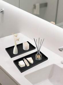 Bathroom Marble Tray Set, 2 Pieces Tray Set, Made Of Silicone, White Marble Texture, Suitable For Bathrooms, Bathtubs, Kitchen Sinks, And Other Bathroom Silicone Trays. - Multicolor - View 11