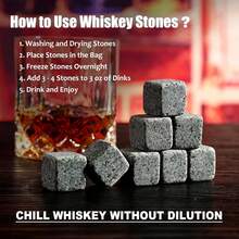 Whiskey Stones Gift Set - Whiskey Glass Set Of 2 - Granite Chilling Whiskey Rocks - Scotch Bourbon Box Set -Father's Day Birthday Gifts For Men Drinking Gift For Dad Him Husband Party Holiday Present LQ02W - 直筒玻璃杯+花崗岩 - 查看 4