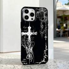 Funda de Teléfono Negra Cruzada de Sigilismo Cibernético Coqueta Gótica Compatible con iPhone 17 16 15 14 13 12 11 Ais/Pro/Max/Plus - z3 - Ver 2