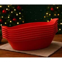 Kit Of 5 Small Boat-Shaped Snacks Portions For Bar/Restaurant, Plastic - 紅色 - 查看 1