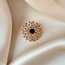 1pc Shiny Zinc Alloy Flower Brooch, Suitable For Women To Wear Casually In Spring, Summer, Autumn And Winter - Gold - View 2