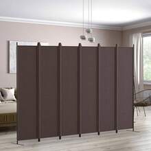 パーテーション 間仕切り 6連 自立式 衝立 カバーストリップ付き 高さ1. 8m×幅3m 布タイプ 折りたたみ 仕切りパネル 軽量 クロスパーテーション 目隠し 屏風 おしゃれ 組み立て簡単 部屋 オフィス 会議室 (ベージュ) - ブラウン + 幅3.05m * 高さ1.82m - チェックする 7