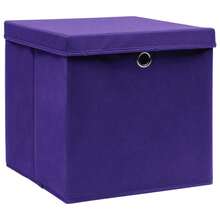 Boîtes de rangement vidaXL avec couvercles, lot de 10, 28 x 28 x 28 cm, violet - Prune - Voir 2