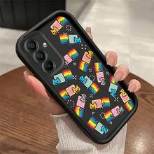 Funda para teléfono con un diseño de gatos arcoíris en blanco y negro, diseñada para adaptarse a varios modelos de for  for galaxy, incluyendo S25, S24, S23 y muchos otros.Se fabrica con material de TPU suave para una protección eficaz del teléfono. - Oscuro - Ver 2