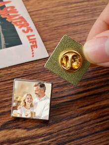 LICVIC Personalized Photo Lapel Pin Brooch, Custom Picture Badge, Anniversary Birthday Gift, Memory Keepsake Accessory For Jacket Shirt Bag - Style a - View 5