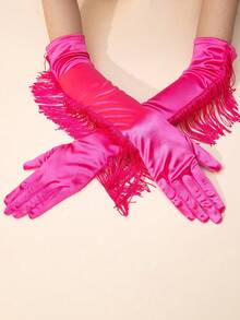 1 Pair Long Tassel Arm Sleeves For Women, Suitable For Holiday Parties - Multicolor - View 5
