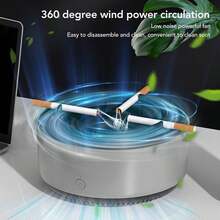 1pcs Smart Ashtray Self Extinguishing, 2 In 1 Air Purifier Ashtray With Filter Multifunctional Smokeless Ashtray Air Purifier Ashtray For Home,Ideal Gift For Friends, Birthdays, And Holidays - 灰色 - 查看 8