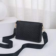 Bolso cruzado de mujer con relieve ondulado de nueva moda, bolso de hombro versátil y dulce, bolso de sobre - Negro - Ver 4