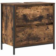 vidaXL Ensemble de mobilier de salle de bain avec étagère 5 pcs Marron - Tabac - Voir 6