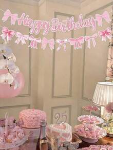 1 Set Black Bow Sparkly Happy Birthday, Decoration Girls Party Background,Happy Birthday Bows Garland, Glitter Pink Happy Birthday Bow Decorations Girls, Pink Birthday Party Supplies,1st Birthday Party Banners, Bridal Shower Party Decorations, Room Home Bedroom Living Room Wedding Outdoor Decor, - 黑色 - 查看 1