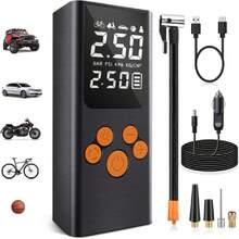 Compresor de Aire Inalámbrico, 150PSI Inflador de Llantas Portátil con Pantalla LED Inteligente, 80W Bomba de Aire con Batería 6000mAh, Apto para Inflar y Presurizar Bicicletas, Autos, Motos y Balones,37860979 - Multicolor - Ver 1