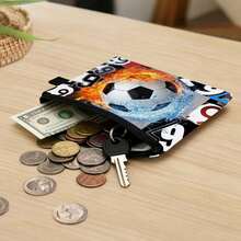 Cute Kids Zipper Wallet, Kids Soccer Coin Purse - Mini Change Purse, Soccer Pattern, Fashionable Cool Design, Best Gift, Suitable For School, Travel And Daily Use (5.5 In X 4.1 In) - Multicolor - View 8