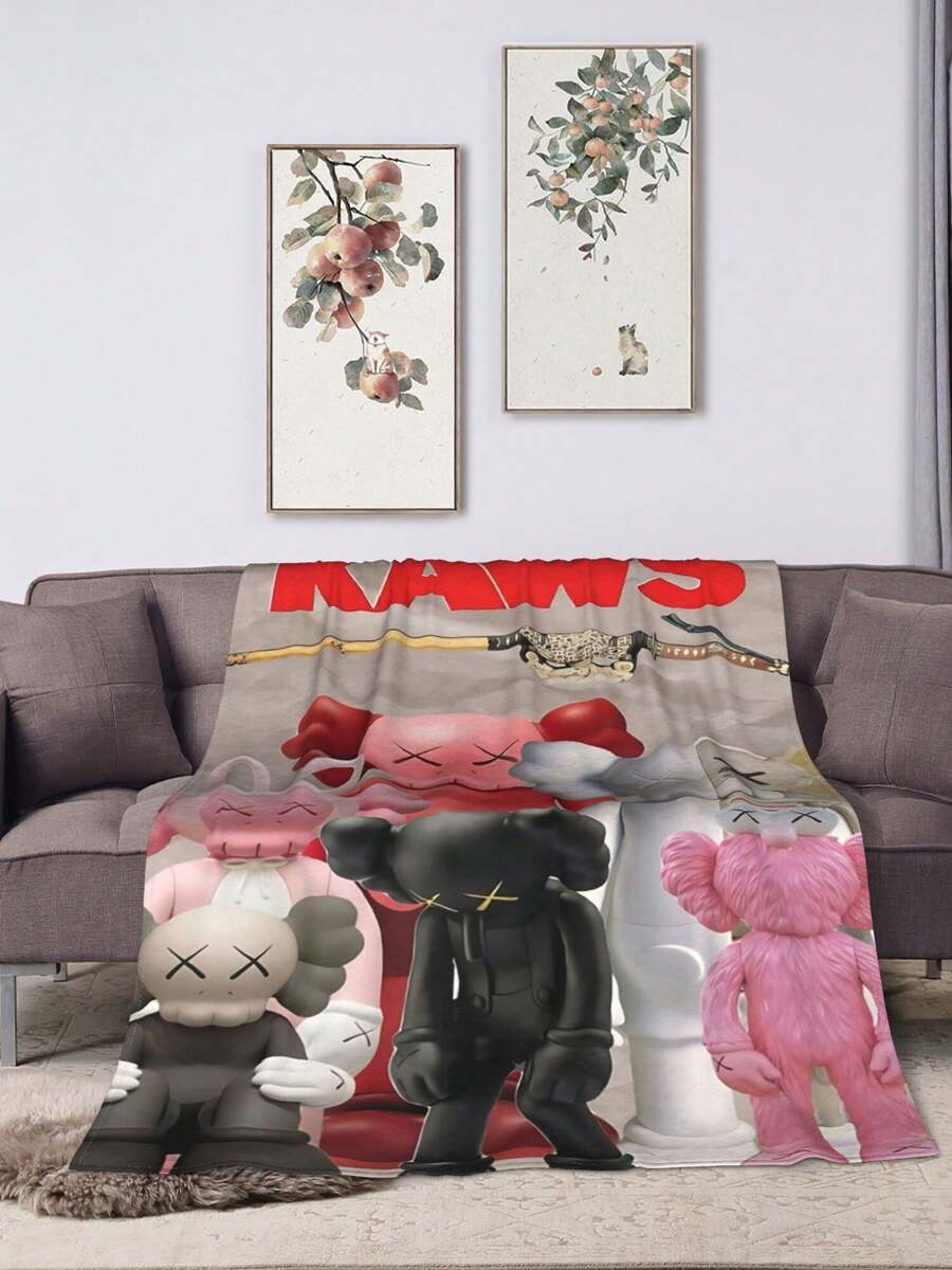 Kawss Kawaii Kaw  Blanket Super Soft Flannel Blanket Lightweight Warm And Comfortable Blanket Adult Gifts For All Seasons No Linting, Machine Washable - 黑色 - 查看 1