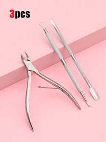 3pcs Stainless Steel Cuticle Nipper Set - Manicure Callus Remover Steel Pusher, Nail Clipper, Precision Trimmer For Fingernails And Toenails, Curved Blade, Pedicure Tool, Professional Cuticle Nipper, Manicure Supplies, Manicure Tools, Manicure Art Tools, Back To School, Manicure (For Fake Nails), Easily Push Down Fake Nails, Stainless Steel Pusher Easily Push Down Gel Fake Nails, Beauty Salon - Multicolor - View 10