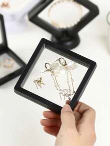 1/10 chiếc Hộp trưng bày 3D nổi, Hộp đựng trang sức trong suốt bằng nhựa PE, Giá đỡ khung ảnh, Hộp sắp xếp bàn làm việc, Quà tặng cho nam và nữ, Hộp nổi bằng nhựa trong suốt hình vuông màu đen, Kích thước vừa và lớn, Chống bụi, Chống ẩm, Chống sốc, Dùng hàng ngày và trưng bày trang sức, Trang trí phòng trang điểm - màu đen - Xem 4