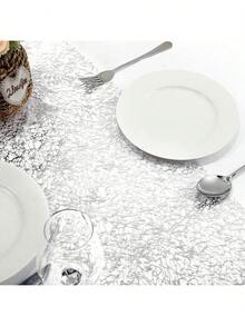 Cirelle 1pc Silver Metallic Shiny Table Runner, Lightweight Polyester Fiber Metallic Shiny Rectangular Decor For Birthday, Wedding, Home Dining Table - Silver - View 6