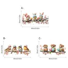 1片复活节装饰玻璃贴纸，采用乙烯基静电窗膜制成，印有可爱的刺猬和小鸟图案，可移除，适用于商店橱窗展示和复活节节日装饰。 - 彩色 - 查看 13