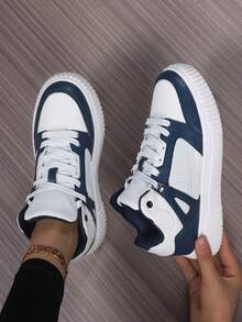 Giày thể thao đế cao phối màu mới, thoải mái, kiểu dáng thường ngày. - Xanh và trắng - Xem 1