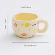 1 pieza Taza de cerámica de regalo creativa de 9.5oz, taza de desayuno de avena personalizada, taza de café/té floral asimétrica, adecuada para café, leche, jugo, ideal para el hogar, restaurante, cafetería, regalo perfecto para amigos y colegas - Multicolor - Ver 14
