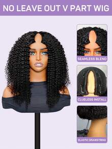 OQ Hair 200% Density 14-16 Bob Inch 18-30 Regular Inch Kinky Curly V Part Wig With Elastic Draw-Strings Protective Style InvisiFit Strap Glueless Wig Natural Black Color No Leave Out Thin Part Glueless Wigs Human Hair Wig 100 Natural Human Hair Wigs Glueless Perruque Glueless Sans Colle Bling Hair Human Hair Christmas Wigs Y2k Human Hair Wig Christmas Gifts Hair Accessories 100 Human Hair Wigs Real Human Hair Lace Wig Daily Use Quick Ship Women Fast Shipping Vacation Travel For Women - S1 - View 4