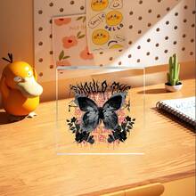 10cm Adorno decorativo de acrílico creativo, placa cuadrada de arte de graffiti de mariposa de estilo oscuro, decoración de escritorio, regalo único - Adornos de acrílico - Ver 2